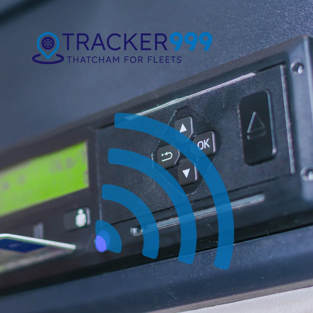 Digital tachograph unit with wireless signal overlay and Wholesale Telematics branding